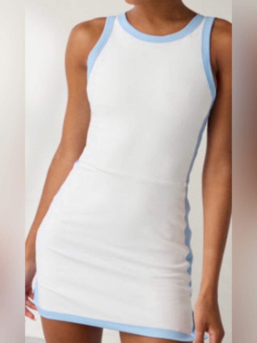 Beach Riot White Mini Dress with Light Blue Trim
